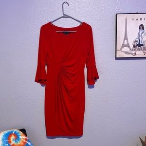 red bell sleeve dress